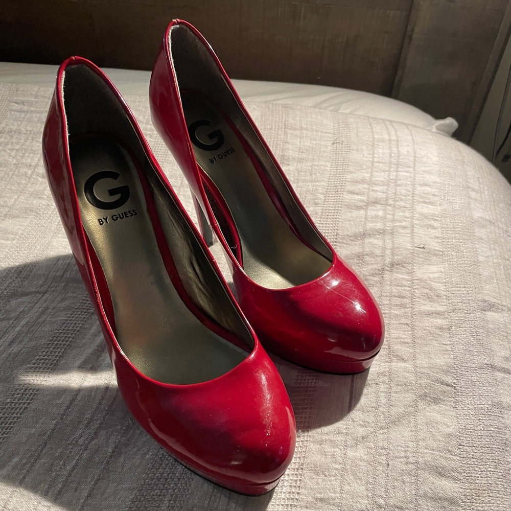 G by Guess Glossy Red Winna Heels